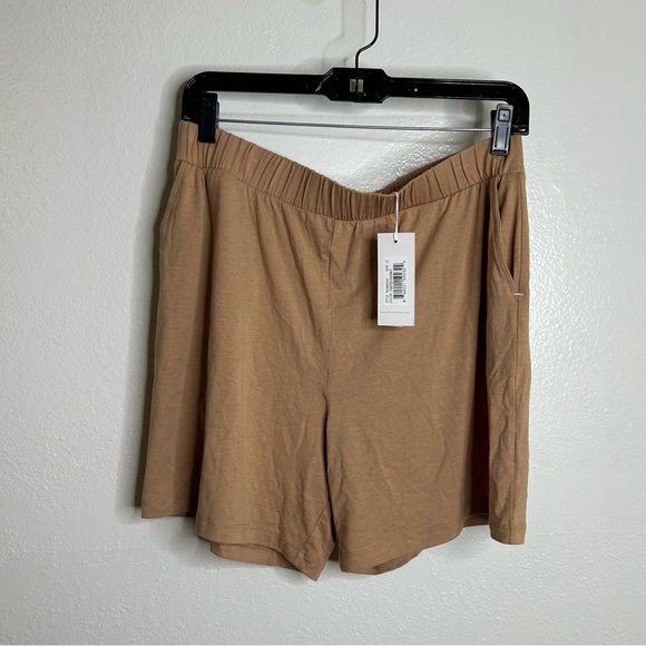 NWT Skin Organic Pima Cotton Modal Sleep Short in Toasted Coconut Size Large - Picture 1 of 15